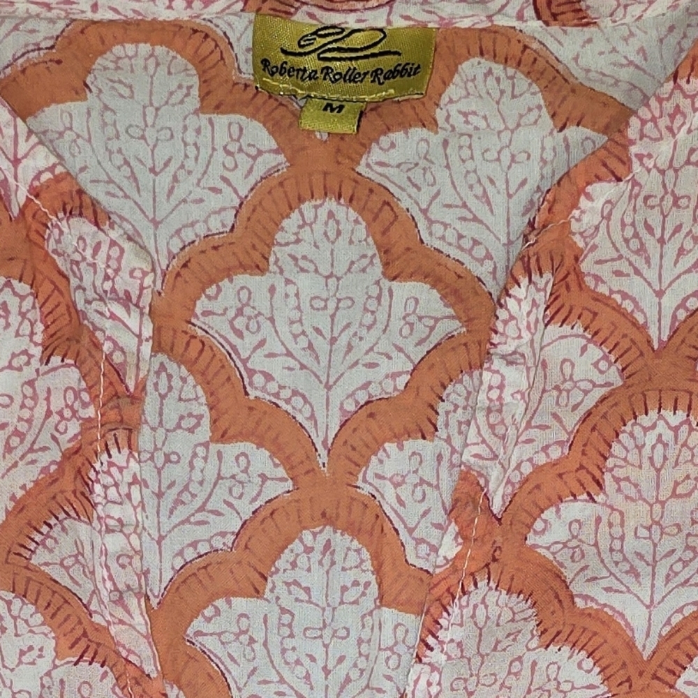 Roberta Roller Rabbit Coral and Light Pink Patterned Tunic - Picture 2 of 7